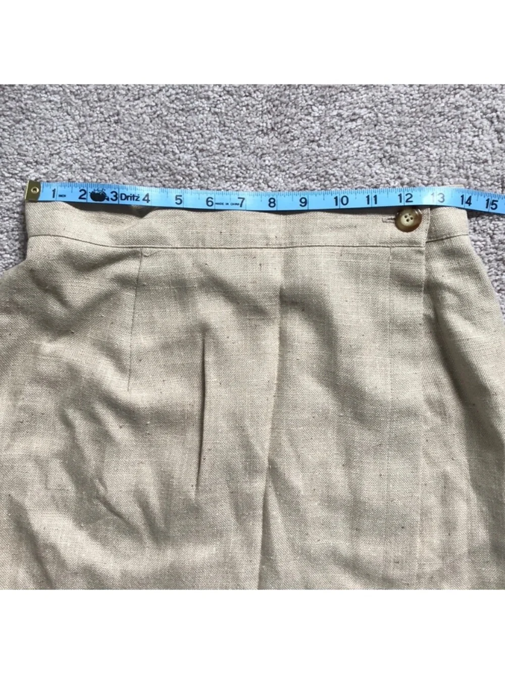 Tailored Beige Pencil Skirt with Button Detail